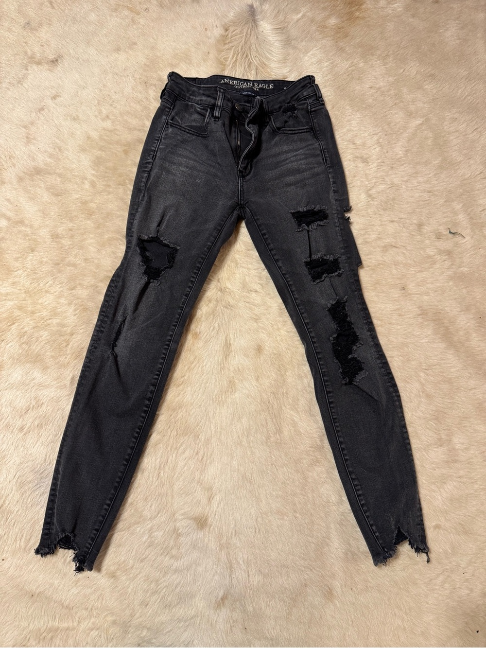 American Eagle Outfitters Black Ripped Skinny Jeans